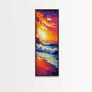 Tropical Sunset, Seaside Art, Colorful Landscape, Framed Canvas Print, Beach House Decor, Modern Coastal Wall Art, Vibrant Art