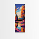 Autumn Lake, Fall Landscape, Nature Art, Framed Canvas Print, Cabin Decor, Warm Color Palette, Living Room Wall Art, Cozy Home