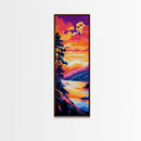 Mountain Lake, Peaceful Nature Art, Sunset Landscape Painting, Outdoor Adventure Decor, Cabin Wall Art, Rustic Living Room, Canvas Print
