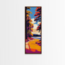Woodland Path, Scenic Forest Trail, Vibrant Nature Art, Cozy Autumn Decor, Rustic Home Wall Art, Tranquil Landscape, Framed Canvas Print