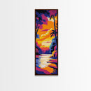 Tropical River, Exotic Nature Art, Vibrant Sunset Painting, Jungle Wall Decor, Boho Living Room Art, Lush Landscape, Canvas Print