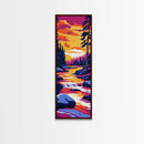 River Sunset, Vibrant Nature Art, Scenic Landscape Painting, Tranquil Home Decor, Cabin Wall Art, Adventure Art, Framed Canvas Print