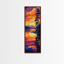 Sunset Reflection, Lake Art, Framed Canvas Print, Nature Wall Decor, Cabin Wall Art, Outdoor Aesthetic, Vibrant Landscape Painting