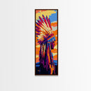 Vibrant Headdress, Native American, Tribal Art, Wall Decor, Framed Canvas Print, Boho Art, Office Art, Living Room Wall Art