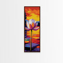 Lotus Flower, Sunset Lake, Water Lily, Zen Wall Art, Framed Canvas Print, Nature Inspired, Meditation Room, Spa Wall Decor