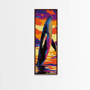 Breaching Whale, Ocean Sunset, Marine Life, Nautical Decor, Framed Canvas Print, Coastal Home, Sea Life, Beach House Wall Art