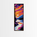 Sunset River, Tranquil Lake, Colorful Sky, Nature Art, Framed Canvas Print, Bedroom Decor, Rustic Cabin Landscape Aesthetic