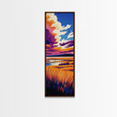 Scenic Prairie, Colorful Landscape, Sunset Reflection, Warm Nature Art, Framed Canvas Print, Office Decor, Cozy Autumn Aesthetic