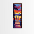 Dock Sunset Reflection, Framed Canvas Print, Lake Wall Art, Nature Decor, Sunset Art, Vibrant Landscape, Modern Art, Large Wall Art