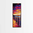 Beach Fence, Framed Canvas Print, Ocean Wall Art, Beach House Decor, Nautical Art, Vibrant Sunset, Relaxing Wall Art, Modern Landscape