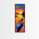 Sunset Canoe, Vibrant Lake Art, Nature Wall Decor, Framed Canvas Print, Living Room Art, Cabin Art, Colorful Sunset, Rustic Home