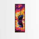 Fishing Boat, Vibrant Seascape, Nautical Wall Art, Framed Canvas Print, Ocean Sunset, Coastal Home Decor, Bold Color Painting