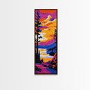 Forest Lake, Sunset Landscape Art, Wilderness Wall Decor, Framed Canvas Print, Living Room Art, Cabin Aesthetic, Rustic Decor