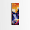 Waterfall Sunset, Bold Nature Art, Outdoor Lover Gift, Framed Canvas Print, Vibrant Landscape, Living Room Wall Decor, Cabin Art