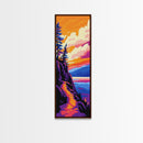 Sunset Trail, Scenic Mountain Path, Nature Lover Art, Framed Canvas Print, Adventure Aesthetic, Hiking Decor, Vibrant Landscape