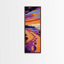 Tranquil Beach, Footprints in Sand, Serene Sunset, Ocean Art, Coastal Wall Decor, Modern Home, Boho Vibes, Canvas Print, Nature Inspired
