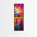 Wildflower Field, Vibrant Sunset, Colorful Landscape, Boho Decor, Nature Lover, Country Scene, Rustic Home, Living Room, Canvas Print