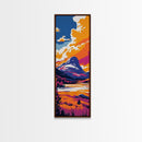 Mountain Reflection, Vibrant Colors, Snow Peak, Serene Nature, Rustic Decor, Cabin Wall Art, Living Room, Framed Canvas Print
