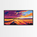 Golden Field Sunset, Canvas Print, Rustic Landscape Art, Vibrant Autumn Painting, Boho Aesthetic, Warm Tones, Living Room Wall Decor