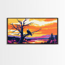 Bald Eagle Sunset, Canvas Print, Wildlife Wall Art, Vibrant Nature Painting, Rustic Decor, Patriotic Home Art, Office Wall Decor