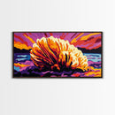 Seashell Sunset, Coastal Wall Art, Beach Decor, Ocean Glow Art, Colorful Nautical Scene, Canvas Print, Living Room Art, Bedroom Accent