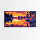 City Skyline Sunset, Canvas Print, Urban Landscape Art, Vibrant Reflection Painting, Modern Home Decor, Office Wall Art, Boho Aesthetic