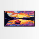 Autumn Leaf, Water Tranquility, Canvas Print, Serene Fall Wall Art, Seasonal Nature Painting, Calming Lake Artwork, Office Wall Art