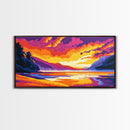 River Mountains, Sunset,Canvas Print, Vibrant Nature Art, Scenic Wall Decor, Rustic Lodge Artwork, Travel Lovers Gift, Living Room Art