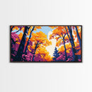 Autumn Forest, Framed Canvas Print, Vibrant Fall Wall Art, Seasonal Nature Painting, Cozy Home Decor, Lodge Artwork, Dining Room Art