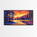 Forest Sunset, Nature Wall Art, Framed Canvas Print, Vibrant Mountain Landscape, Fall Wall Decor, Lodge Decor, Cabin Artwork