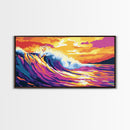 Ocean Wave, Surfing Art, Framed Canvas Print, Beach House Decor, Tropical Wall Art, Coastal Living, Nautical Aesthetic