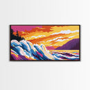 Ocean Waves, Colorful Seascape, Beach Wall Art, Coastal Sunset, Vibrant Ocean Scene, Canvas Print, Living Room Decor, Surf Art, Gift