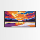 Frozen Lake, Sunset Reflection, Winter Wonderland, Vibrant Mountain Scene, Scenic Wall Art, Canvas Print, Home Decor, Christmas Gift