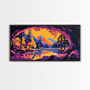 Forest Tunnel, Mountain View, Scenic Reflection, Canvas Print, Cabin Wall Art, Cozy Fall Decor, Vibrant Nature Painting, Autumn Room Art