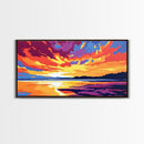 Ocean Sunset, Serene Seascape, Framed Canvas Print, Beach Home Decor, Tranquil Coastal Art, Warm Colorful Painting, Summer Wall Art