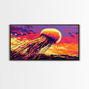 Jellyfish Glow, Ocean Life Art, Vibrant Sea Creatures, Coastal Wall Decor, Underwater Fantasy, Framed Canvas Print