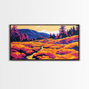 Sunset Meadow, Vibrant Landscape, Nature Painting, Autumn Wall Art, Framed Canvas Print, Living Room Wall Decor, Boho Home Aesthetic