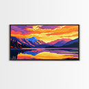 Mountain View, Sunset Sky, Colorful Landscape, Wilderness Art, Framed Canvas Print, Nature Lover Gift, Home Office Wall Art