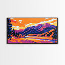 Autumn Mountains, Golden Fields, Scenic Wall Art, Vibrant Landscape, Framed Canvas Print, Cozy Cabin Decor, Fall Home Aesthetic
