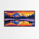 Lake Reflection, Snowy Mountains, Nature Scene, Tranquil Wall Art, Framed Canvas Print, Mountain Home Decor, Adventurous Spirit Gift