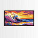 Tropical Wave, Surfing Wall Art, Vibrant Ocean, Beach House Decor, Sunset Painting, Seascape Art, Nautical Style, Canvas Print