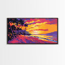 Palm Tree Sunset, Tropical Beach, Ocean View Art, Vibrant Wall Art, Island Retreat, Coastal Decor, Exotic Travel, Canvas Print