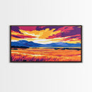 Golden Fields, Sunset Landscape, Vibrant Wall Art, Canvas Print, Modern Farmhouse Decor, Rustic Country Art, Dining Room Wall Art