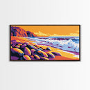 Coastal Cliffs, Waves and Rocks, Ocean Scene, Canvas Print, Modern Beach Wall Art, Tropical Seascape, Sunset Colors, Serene Nature Art