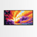 Fiery Explosion, Abstract Ocean Art, Surreal Sunset, Framed Canvas Print, Vibrant Wall Decor, Modern Art, Living Room Statement