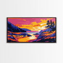 Coastal Sunset, Ocean Wall Art, Serene Landscape, Pink Sky, Boho Decor, Tranquil Scenery, Bedroom Art, Framed Canvas Print