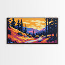 Scenic Trail, Mountain Landscape, Vibrant Nature, Sunset Colors, Boho Rustic, Tranquil Art, Hallway or Office, Canvas Print