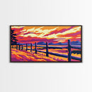 Rustic Fence, Countryside Sunset, Warm Tones, Scenic Landscape, Boho Art, Western Wall Decor, Cozy Living Room, Framed Canvas Print