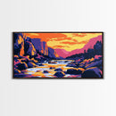 Yosemite Sunset, Majestic River, Vibrant Sky, Tranquil Nature, Grand Scenery, Wilderness Beauty, Living Room Wall Art, Canvas Print