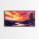 Vibrant Sunset, Golden River, Scenic Nature, Warm Tones, Tranquil Landscape, Office Decor, Living Room, Canvas Print